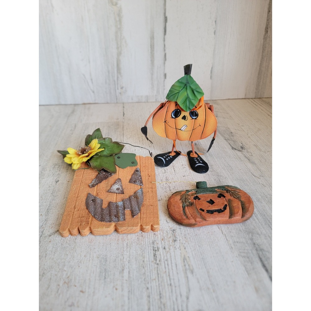 Halloween mini pumpkin sign figure jack-o'-lantern accessory set decor‎